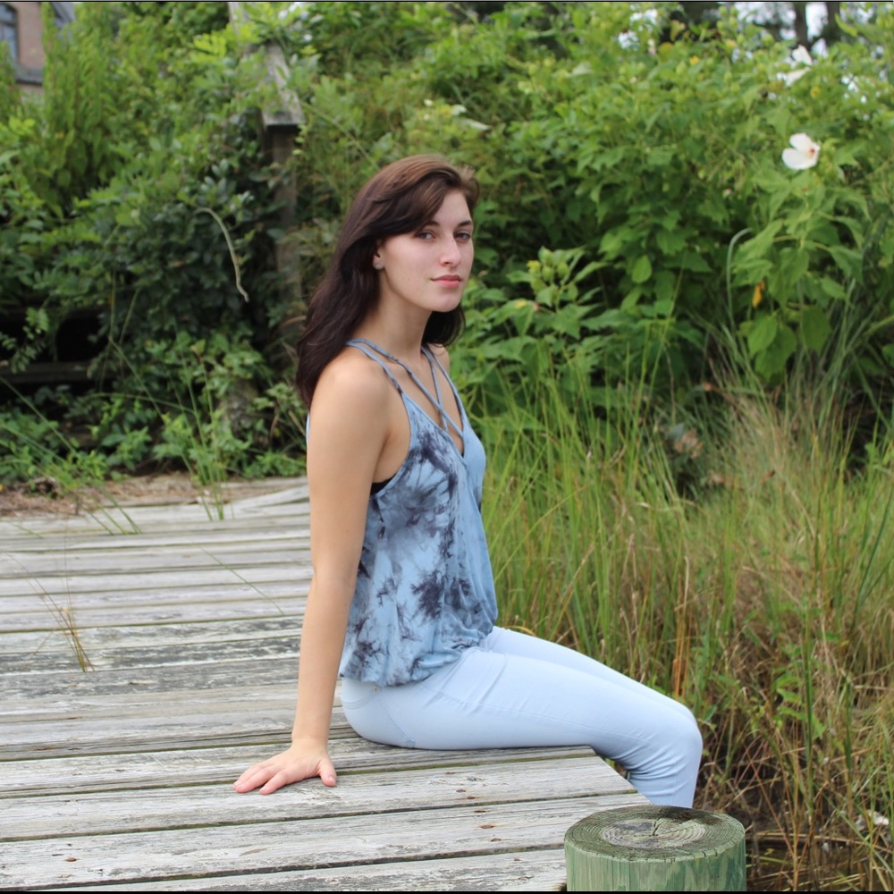 Blue tie dye tank top